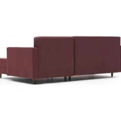 Bäddsoffa med divan - Vinröd