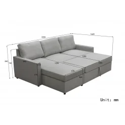 Bäddsoffa med förvaring 220 cm bred