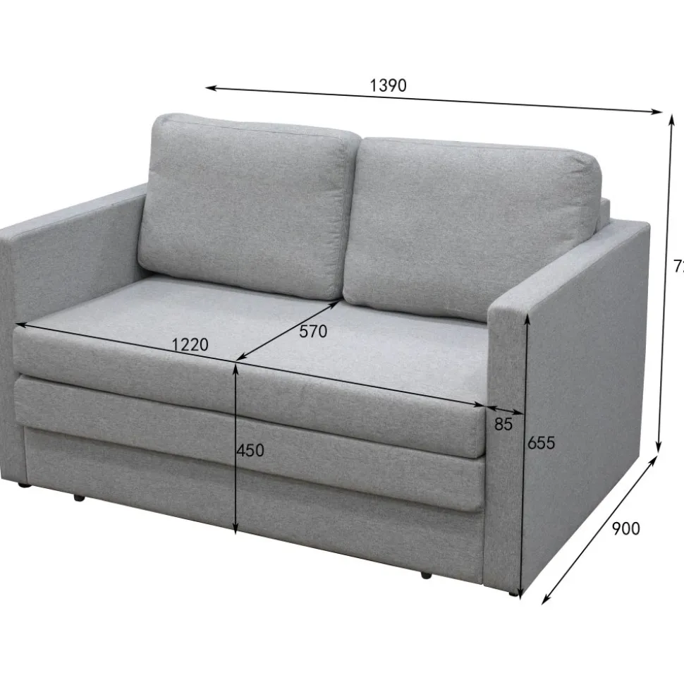 Bäddsoffa 2-sits grå + Fläckborttagare för möbler