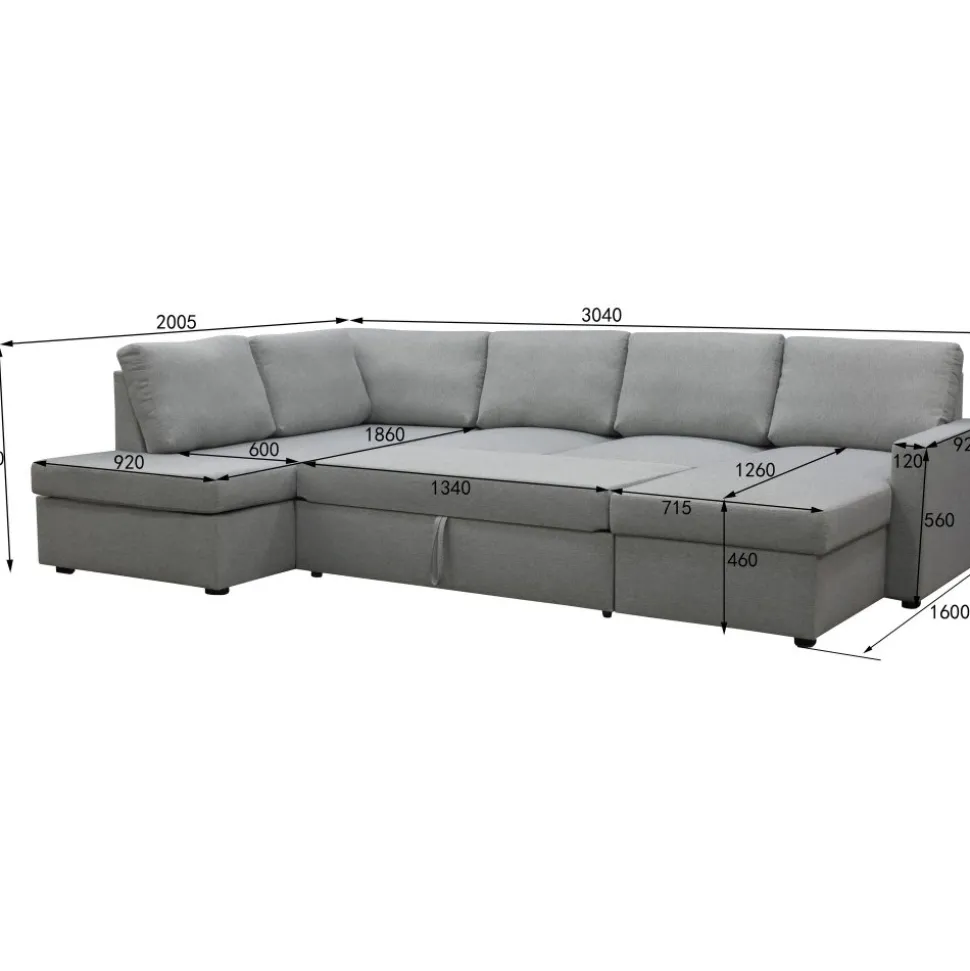 Bäddsoffa U-design grå - Tärnö + Fläckborttagare för möbler