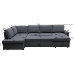 Bäddsoffa U-modell mörkgrå - Tärnö