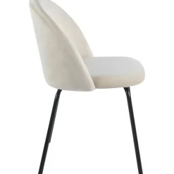 Beige stol i sammet med svarta ben - Astrid + Möbeltassar