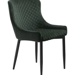 Bernt stol i mörkgrön sammet med diamant mönster