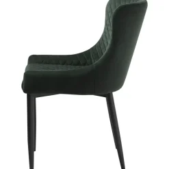 Bernt stol i mörkgrön sammet med diamant mönster