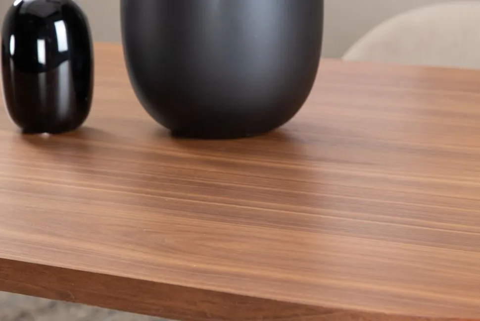 Bianca ovalt matbord 200x90 cm - Valnöt + 4.00 x Stolsdyna