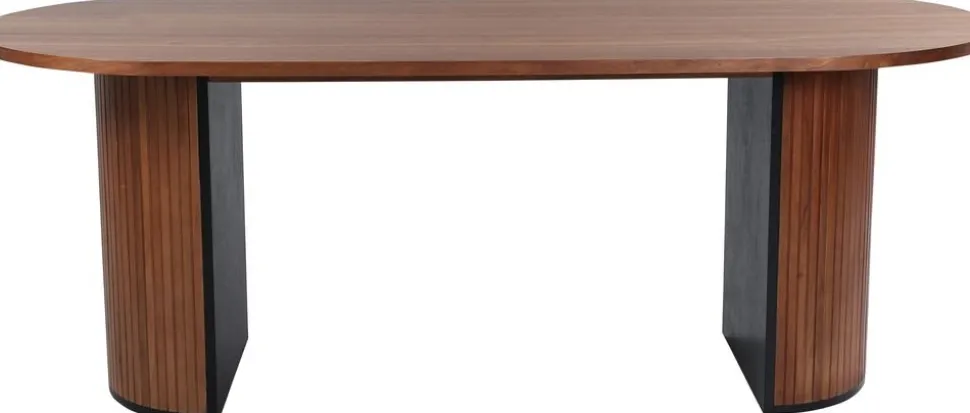 Bianca ovalt matbord 200x90 cm - Valnöt + 4.00 x Stolsdyna