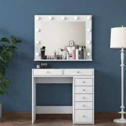 Bijou sminkbord 17 - 90 x 44,5 cm - Vit