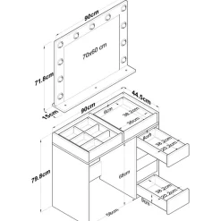 Bijou sminkbord 17 - 90 x 44,5 cm - Vit