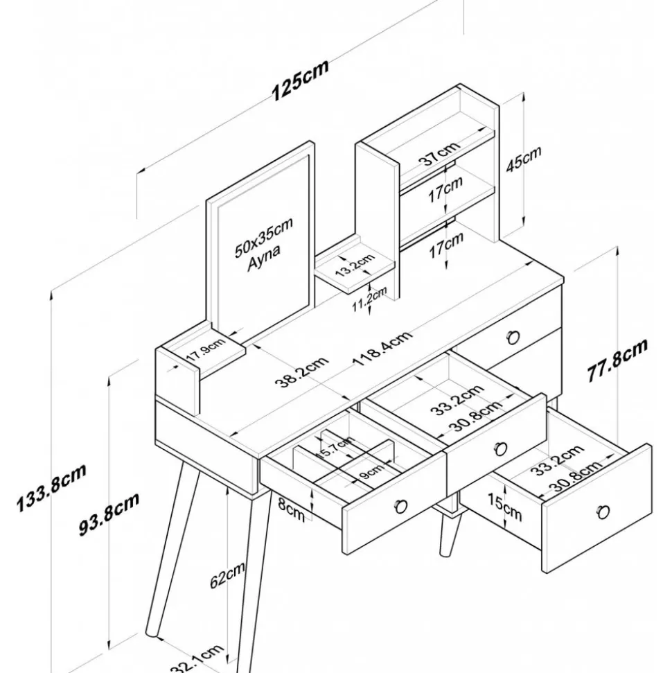 Bijou sminkbord 101 - Vit