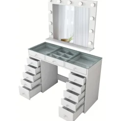 Bijou sminkbord med spegel 18 - 120 x 44,5 cm - Vit