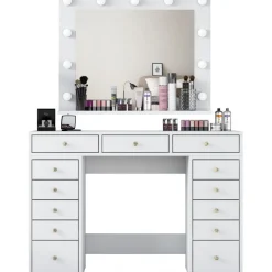 Bijou sminkbord med spegel 19 - 120 x 44,5 cm - Vit