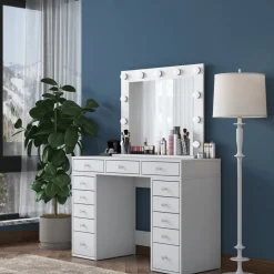 Bijou sminkbord med spegel 19 - 120 x 44,5 cm - Vit