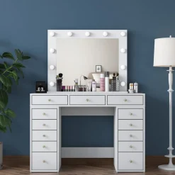 Bijou sminkbord med spegel 19 - 120 x 44,5 cm - Vit