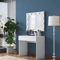 Bijou sminkbord med spegel 20 - 90 x 45 cm - Vit