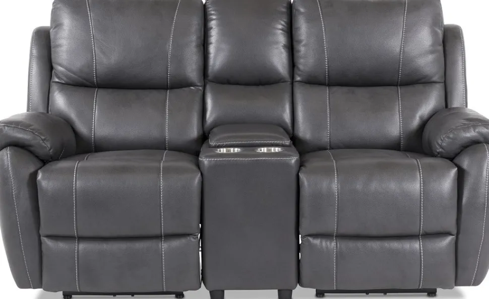 Biosoffa 2-sits recliner elektrisk grå + Möbelvård Läderrengöring