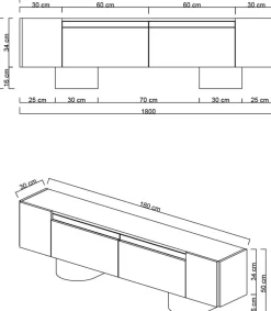 Bohem TV-bänk - Travertin/guld