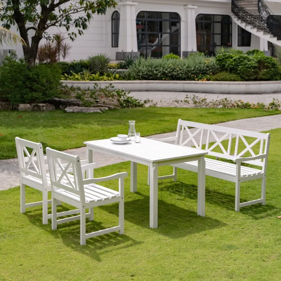 Bohus trädgårdsbänk 3-sits - Vit + Fläckborttagare för möbler