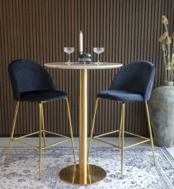 Bolzano Barbord 70 x 70 cm - Marmorimitation/mässing