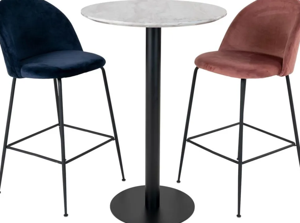 Bolzano Barbord 70 x 70 cm - Marmorimitation/svart