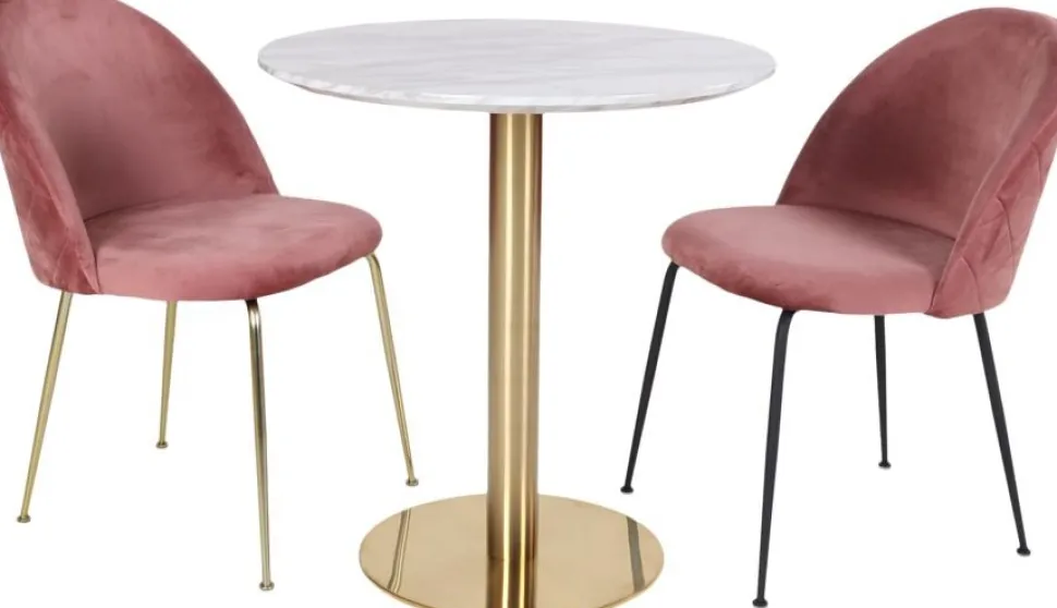 Bolzano Matbord - Marmorimitation/mässing - ø70 + Fläckborttagare för möbler