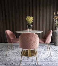 Bolzano Matbord - Marmorimitation/mässing - ø90