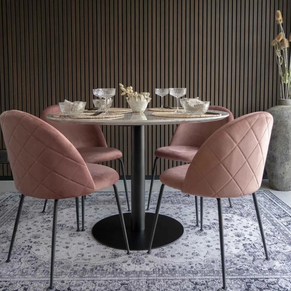 Bolzano Matbord - Marmorimitation/svart - ø110