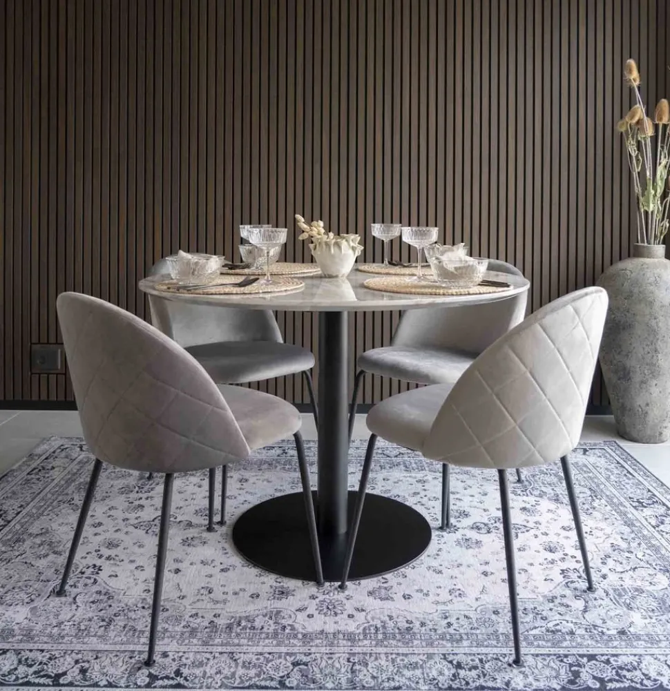 Bolzano Matbord - Marmorimitation/svart - ø110