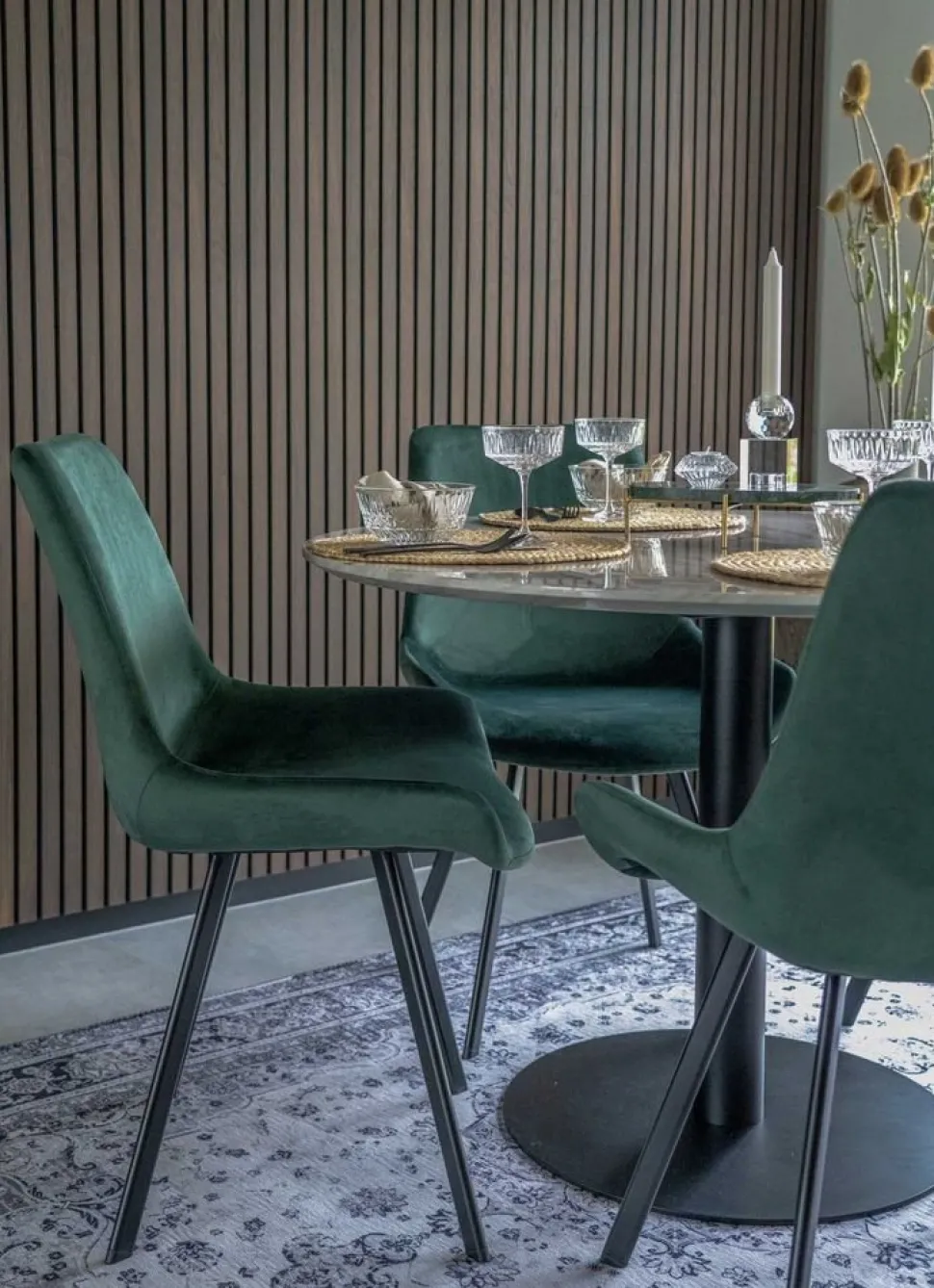 Bolzano Matbord - Marmorimitation/svart - ø110