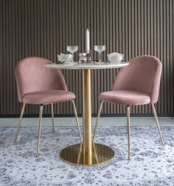 Bolzano Matbord - Marmorimitation/mässing - ø70