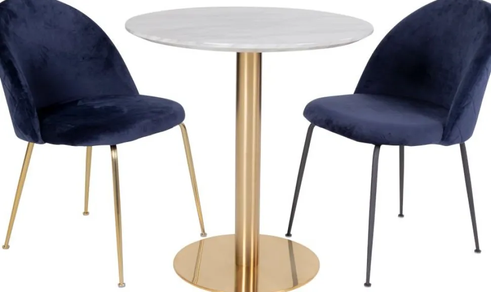 Bolzano Matbord - Marmorimitation/mässing - ø70 + Möbeltassar