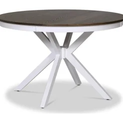 Bord Ø120 cm brun toppskiva med vita ben - Skagen