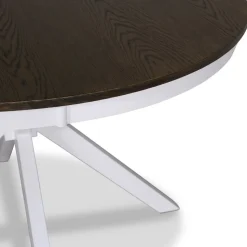 Bord Ø120 cm brun toppskiva med vita ben - Skagen