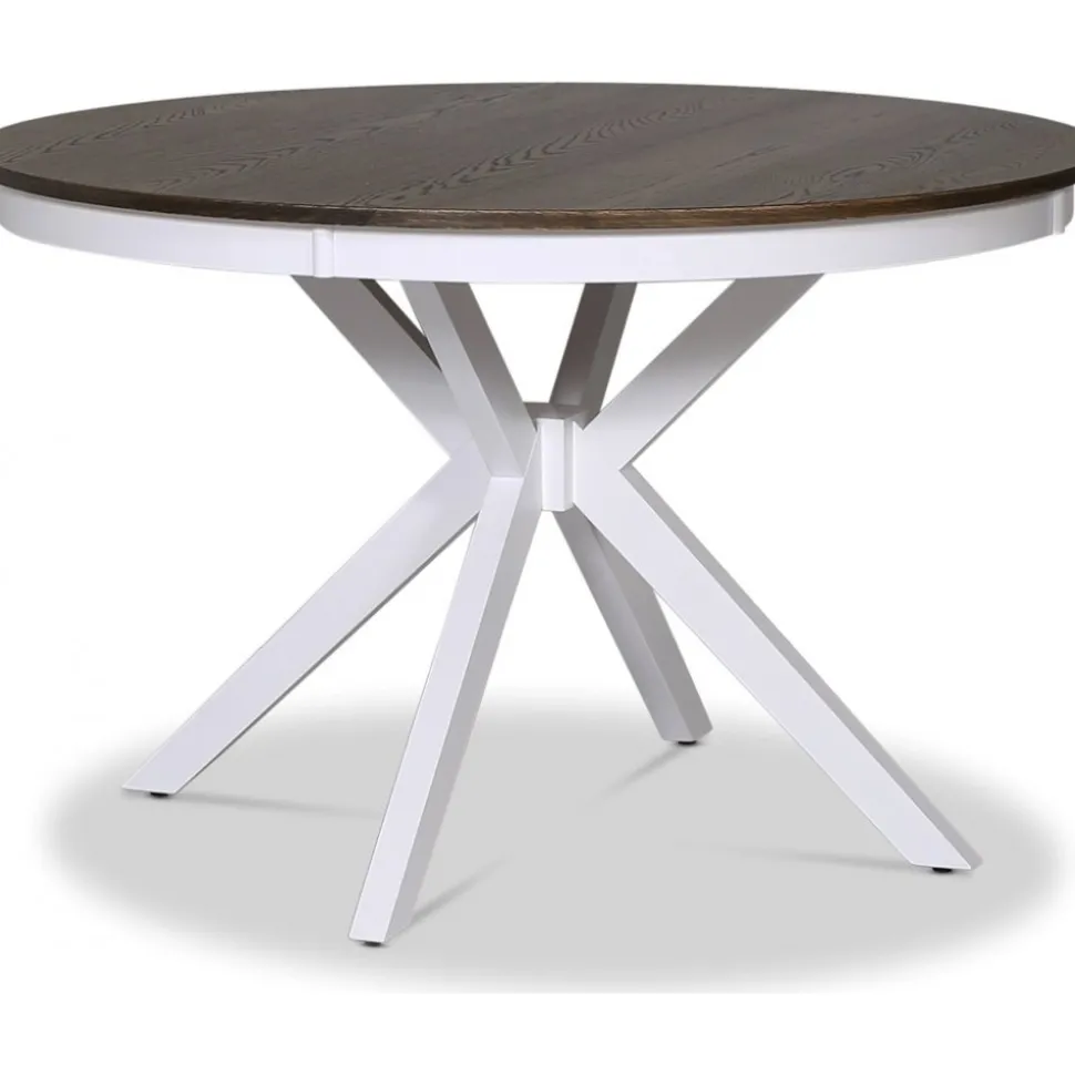 Bord Ø120 cm brun toppskiva med vita ben - Skagen + Möbeltassar