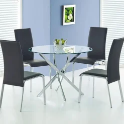 Bord i krom med glasskiva Ø90 cm + Textilrengöring för möbler