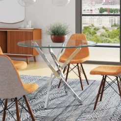 Bord i krom med glasskiva Ø90 cm + Textilrengöring för möbler