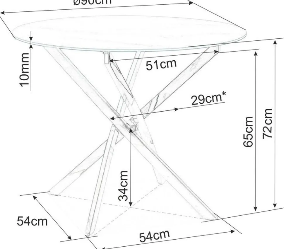 Bord i krom med glasskiva Ø90 cm + Textilrengöring för möbler