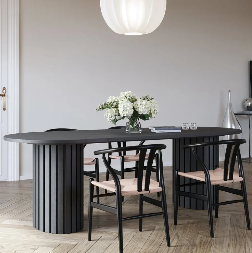 Bord ovalt 240x95 cm svartbetsad ek