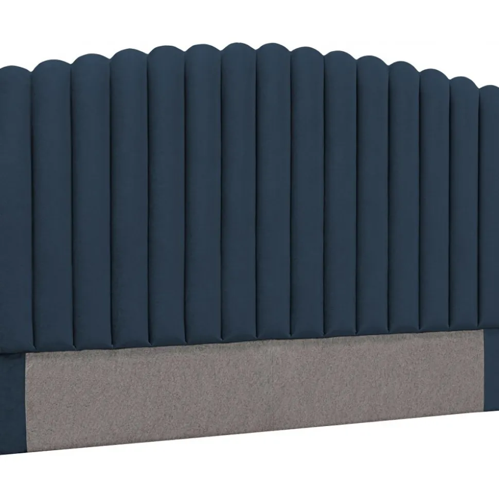 Bornholm sänggavel blå sammet - Valfri bredd