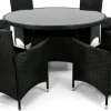 Brantevik utegrupp, runt bord med 6 st stolar - Svart konstrotting