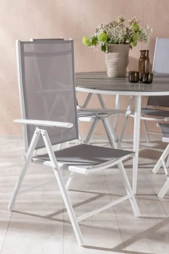 Break utematgrupp med 4 st Break stolar - Grå/Vit + Rengöringsmedel för utemöbler