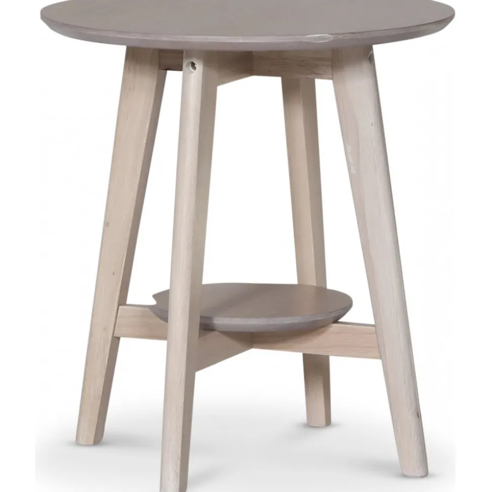 Bridge runt sidobord med hylla Ø50 cm - Whitewash + Fläckborttagare för möbler