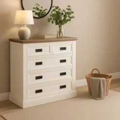 Byrå 85 cm bred Vit/gråbrun - Knight + Textilrengöring för möbler