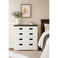 Byrå 85 cm bred Vit/gråbrun - Knight + Textilrengöring för möbler