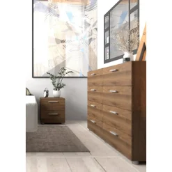 Byrå i valnöt med 8 lådor 140 cm bred + Textilrengöring för möbler