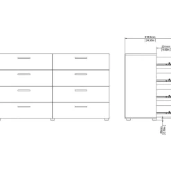 Byrå i valnöt med 8 lådor 140 cm bred + Textilrengöring för möbler