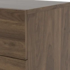 Byrå i valnöt med 8 lådor 140 cm bred + Möbeltassar