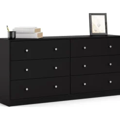 Byrå svart 6 lådor 143 cm bred