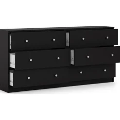 Byrå svart 6 lådor 143 cm bred + Fläckborttagare för möbler