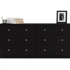 Byrå svart 6 lådor 143 cm bred + Fläckborttagare för möbler