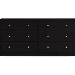 Byrå svart 6 lådor 143 cm bred + Möbeltassar